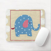 Blauwe olifant met witte pooldots muismat (Met muis)