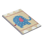 Blauwe olifant met witte pooldots notitieboek (Rechterzijde)