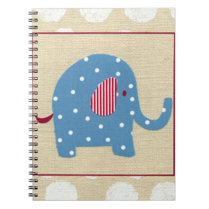 Blauwe olifant met witte pooldots notitieboek