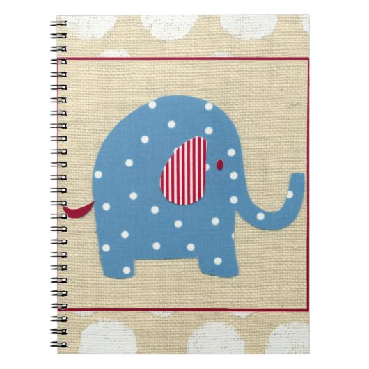Blauwe olifant met witte pooldots notitieboek (Voorkant)