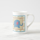 Blauwe olifant met witte pooldots porselein kop (Rechts)