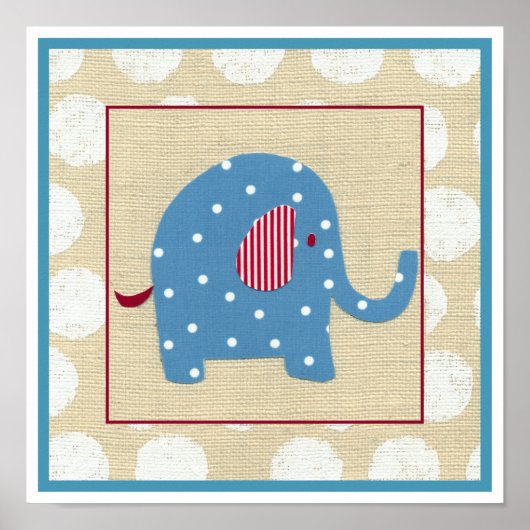 Blauwe olifant met witte pooldots poster (Voorkant)