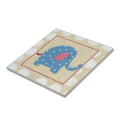 Blauwe olifant met witte pooldots tegeltje (Zijkant)