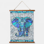 Blauwe Olifant mozaïek kunst Hangend Wandkleed (Voorkant)