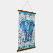 Blauwe Olifant mozaïek kunst Hangend Wandkleed (Gebogen)