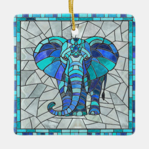 Blauwe Olifant mozaïek kunst Keramisch Ornament