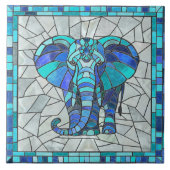 Blauwe Olifant mozaïek kunst Tegeltje (Voorkant)