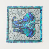 Blauwe Olifant mozaïek kunst Wandkleed (Voorkant (horizontaal))