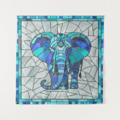Blauwe Olifant mozaïek kunst Wandkleed (Voorkant)