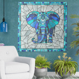Blauwe Olifant mozaïek kunst Wandkleed