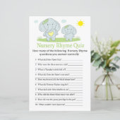 Blauwe olifant Nursery Rhyme Quiz baby shower game (Staand voorkant)