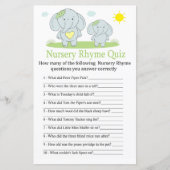 Blauwe olifant Nursery Rhyme Quiz baby shower game (Voorkant)