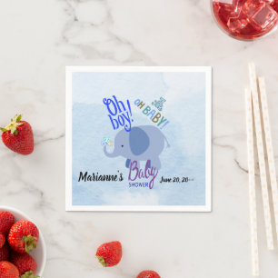 Blauwe Olifant Oh Jongen Baby Shower Lay-out Servet