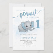 Blauwe Olifant Onze Kleine Pinda Eerste Verjaardag Kaart (Voorkant)