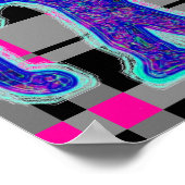 Blauwe olifant op roze speldenachtergrond Poster (Hoek)