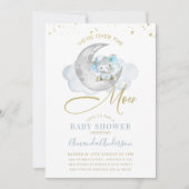 Blauwe olifant over het Baby shower Moon Kaart (Voorkant)