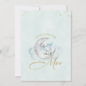 Blauwe olifant over het Baby shower Moon Kaart (Achterkant)