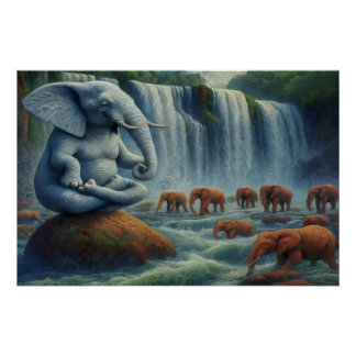 Blauwe Olifant Perfect Poster