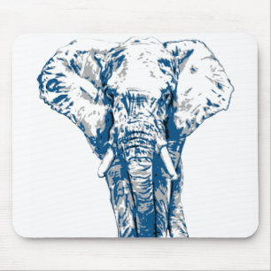 Blauwe olifant - Pop art Style en Posterized Muismat