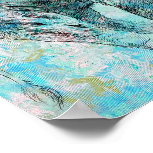 Blauwe olifant poster (Hoek)