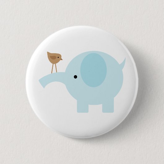 Blauwe olifant ronde button 5,7 cm (Voorkant)