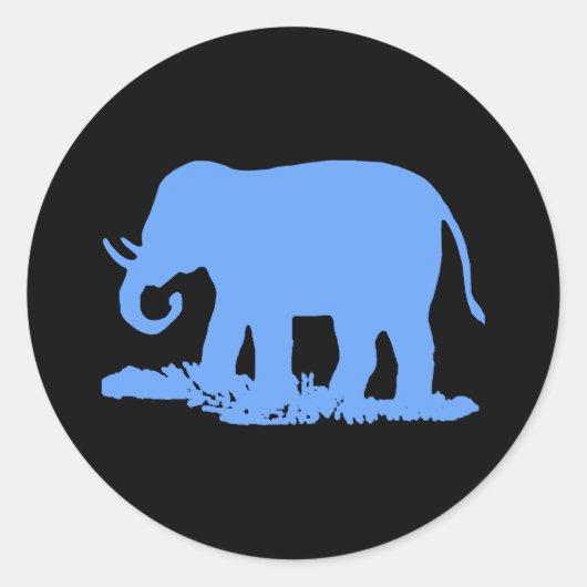 Blauwe olifant ronde sticker (Voorkant)
