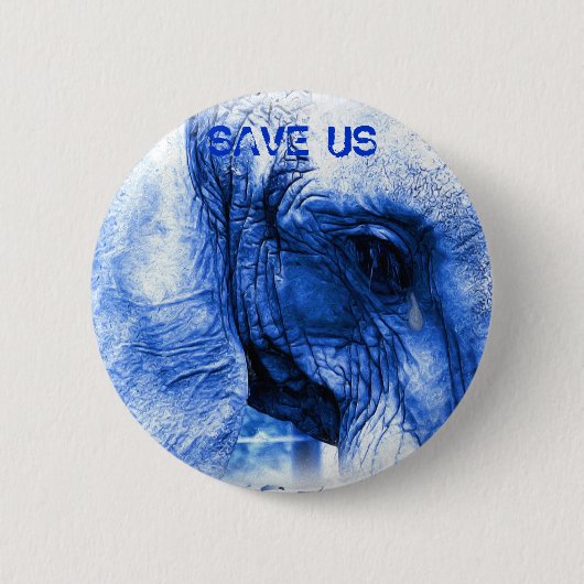 blauwe olifant - SAVE US Ronde Button 5,7 Cm (Voorkant)