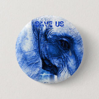 blauwe olifant - SAVE US Ronde Button 5,7 Cm