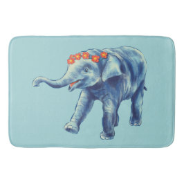 Blauwe Olifant Schattige Meisje Badmat