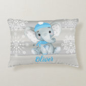 Blauwe olifant sneeuwvlok grijs Aangepaste naam Ku Accent Kussen (Voorkant)