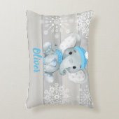Blauwe olifant sneeuwvlok grijs Aangepaste naam Ku Accent Kussen (Voorkant(Verticaal))