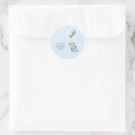 Blauwe olifant stickers baby shower (Tas)