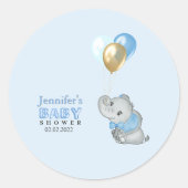 Blauwe olifant stickers baby shower (Voorkant)