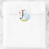 Blauwe Olifant stickers/voeg monogram toe Ronde Sticker (Tas)