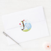 Blauwe Olifant stickers/voeg monogram toe Ronde Sticker (Envelop)