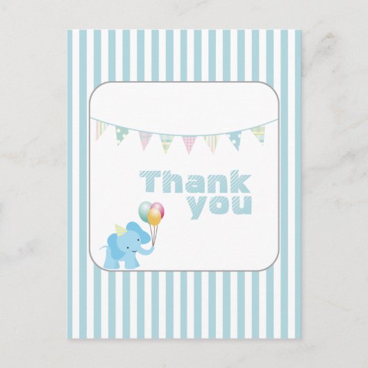 Blauwe olifant strepen dank u briefkaart (Voorkant)
