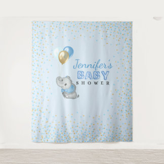 Blauwe Olifant Tapijt Baby Shower Wandkleed