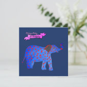 Blauwe Olifant Tekening Uitnodiging Franse Bulldog (Staand voorkant)