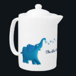 blauwe olifant theepot<br><div class="desc">Kute blauwe olifanten blazen harten naar elkaar toe.</div>