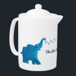 blauwe olifant theepot<br><div class="desc">Kute blauwe olifanten blazen harten naar elkaar toe.</div>