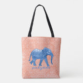 Blauwe olifant tote bag (Achterkant)