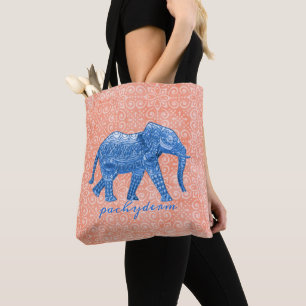 Blauwe olifant tote bag