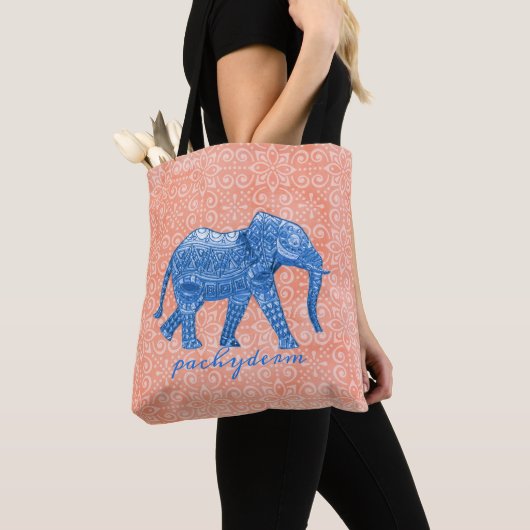 Blauwe olifant tote bag (Dichtbij)