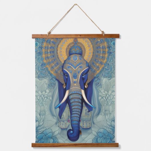 Blauwe olifant wandtapijt hangend wandkleed (Voorkant)