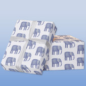 Blauwe olifant Waterverf Cadeaupapier