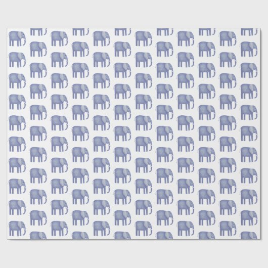Blauwe olifant Waterverf Cadeaupapier (Vlak)