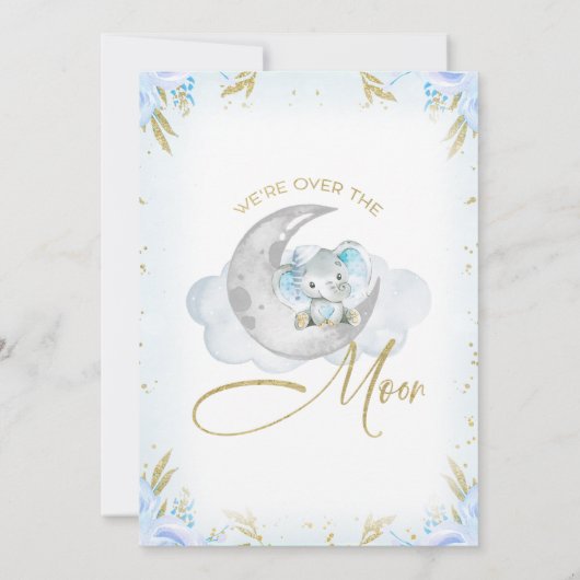 Blauwe olifant we zijn over het Baby shower van de Kaart (Achterkant)