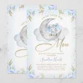 Blauwe olifant we zijn over het Baby shower van de Kaart (Voorkant / Achterkant)