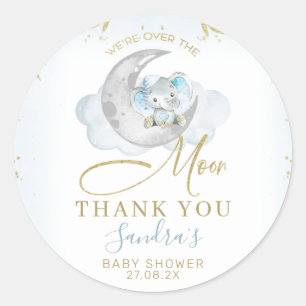 Blauwe olifant we zijn over het Baby shower van de Ronde Sticker