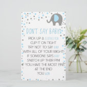 Blauwe olifant zeg geen Baby shower spel Briefpapier (Staand voorkant)